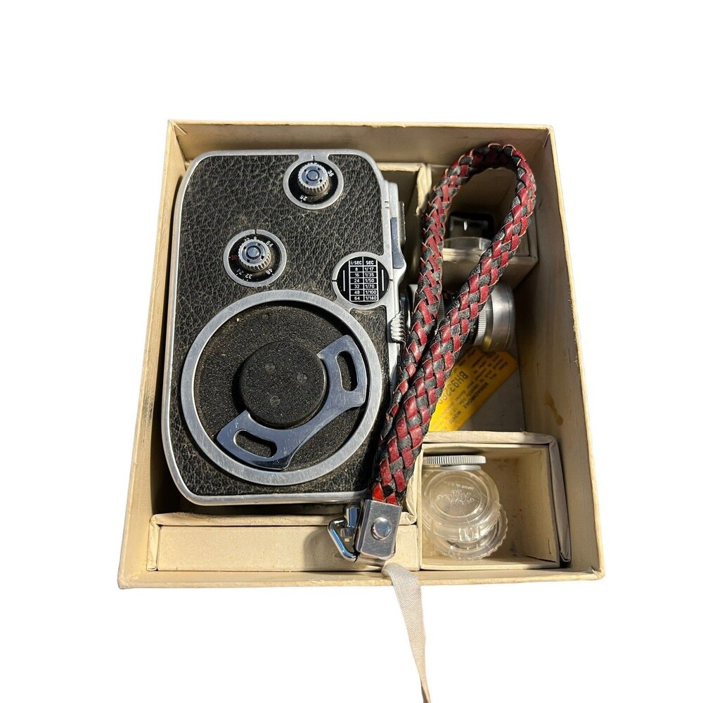 Paillard-Bolex B8 8mm Movie Camera Original Box Some Accessories 1 Cine Kern